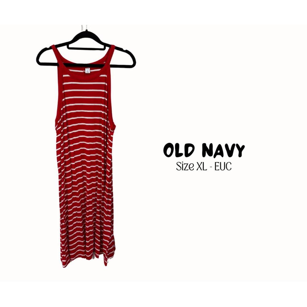 Old Navy Red and White Striped Casual Dress Size XL